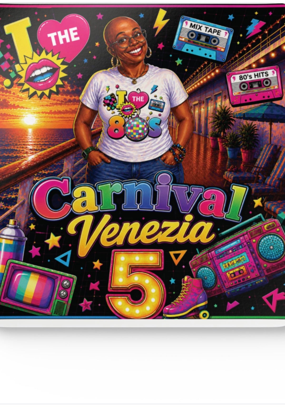Carnival Venezia 5 Coasters (Set of 4) - Retro 80s Neon Party Cork-Back Coasters
